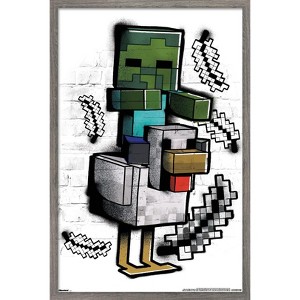 Trends International Minecraft: Metro Art - Chicken Jockey Framed Wall Poster Prints - 1 of 4