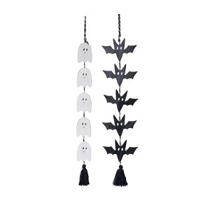 Transpac MDF/Fabric Ghost/Bat Vertical Garland Set of 2 Halloween Home Decorations - 1 of 1