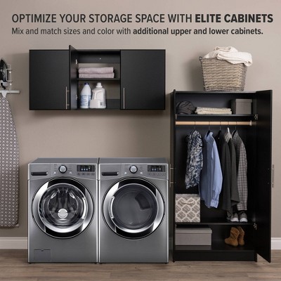 Elite 54" Black Laminated Wall Cabinet with Adjustable Shelving
