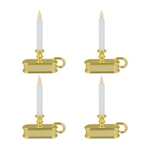 Northlight LED Lighted Window Candle with Handle Base - 9.5" - White and Gold - Set of 4 - 1 of 4