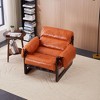 Sapphtopaz 1pc Medieval Modern Accent Chair Upholstered Lounge Chair with Removable Armrests, Retro Oil Wax Leather Sofa Chair Living Room Chair - 4 of 4