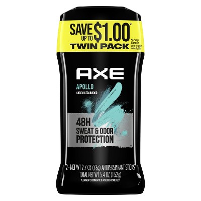 AXE Antiperspirant Deodorant Stick for Men Apollo, 2.7 oz, Twin Pack