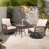 KTMBDW 3 Pieces Rocking Bistro Set Conversation Chairs PE Wicker Outdoor Rocking Chairs & Glass Table,for Porch Lawn Garden Backyard Deck, Brown - 4 of 4