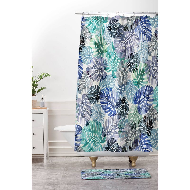 Ninola Design Tropical Jungle Leaves Memory Foam Bath Mat Blue - Deny Designs, 4 of 5