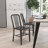 Merrick Lane Santorini 18 Inch Galvanized Steel Indoor/Outdoor Dining Chair with Slatted Back And Powder Coated Finish - 2 of 4