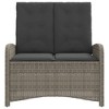 vidaXL Reclining Patio Bench with Cushions Outdoor Furniture Gray Poly Rattan - 3 of 4