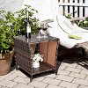 VINGLI Outdoor Wicker Side Table Patio Side Tables for Outside, Tempered Glass Top Wicker Table with Storage End Table for Balcony Porch Deck - 2 of 4