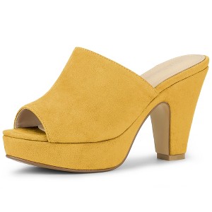 Allegra K Women's Open Toe Platform Chunky Heel Slides Sandals - 1 of 4