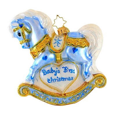 Christopher Radko 5.5 Inch Baby's First Christmas Foal Boy Ornament Baptism Tree Ornaments