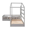 YOOCOZZ Twin Size Wood House Bed with Fence and Back Decorative panels, Combination of Two Beds - 4 of 4
