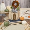 Northlight 9" Beige Happy Fall Wooden Pumpkin Fall Harvest Decoration - 2 of 3