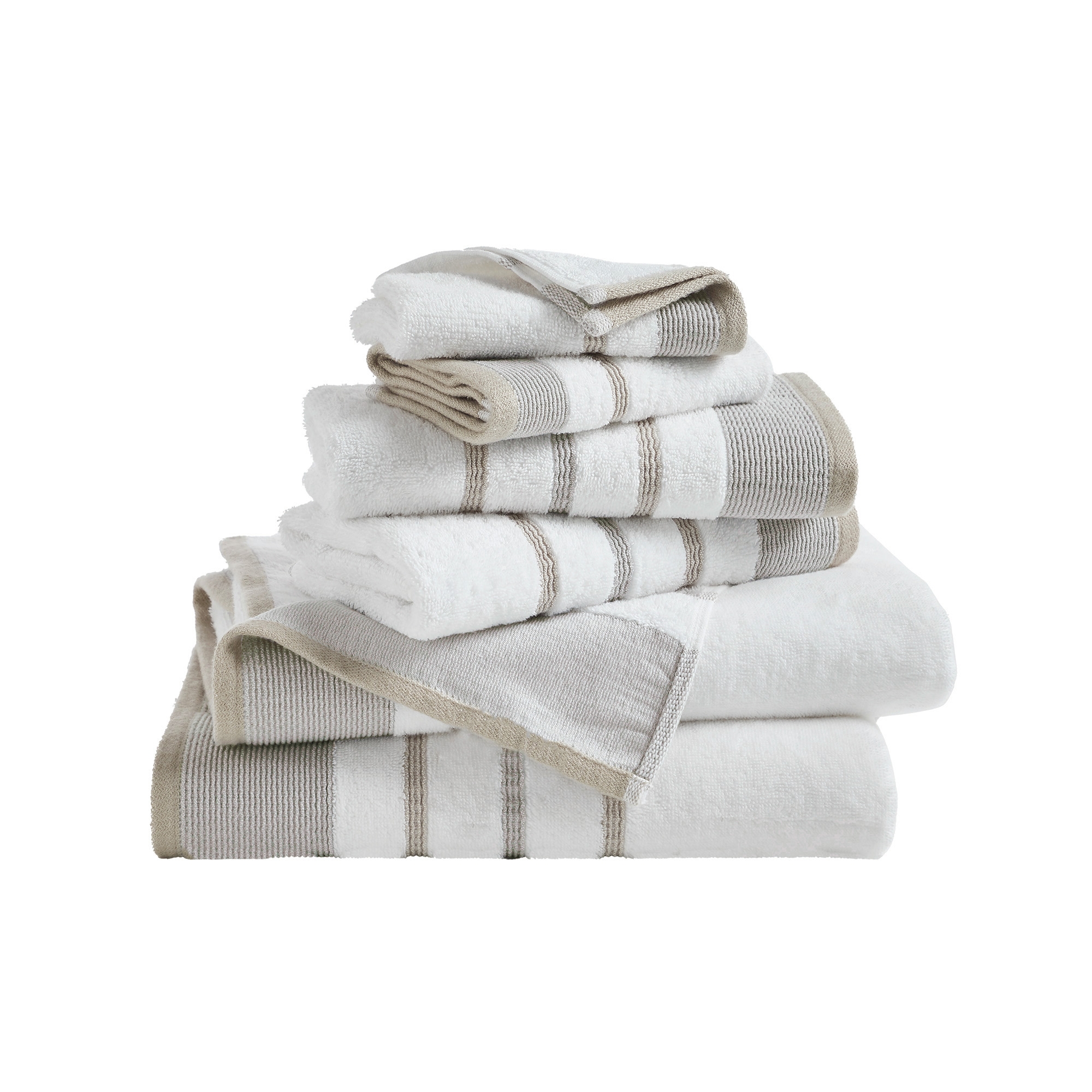 Luxurious Soft Cotton Decorative Towel Set (6 Piece Set, Glacier Gray / Cappuccino)