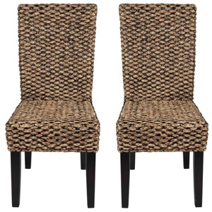 2pc Water Hyacinth Parson Chairs Natural/Black - Stylecraft - 1 of 4