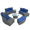 CAVINAS 10-Piece Patio Outdoor Seating Sets, Half Round Patio Rattan Sofa Set, PE Wicker Conversation Furniture Set for Free Combination, Light Gray - 4 of 4