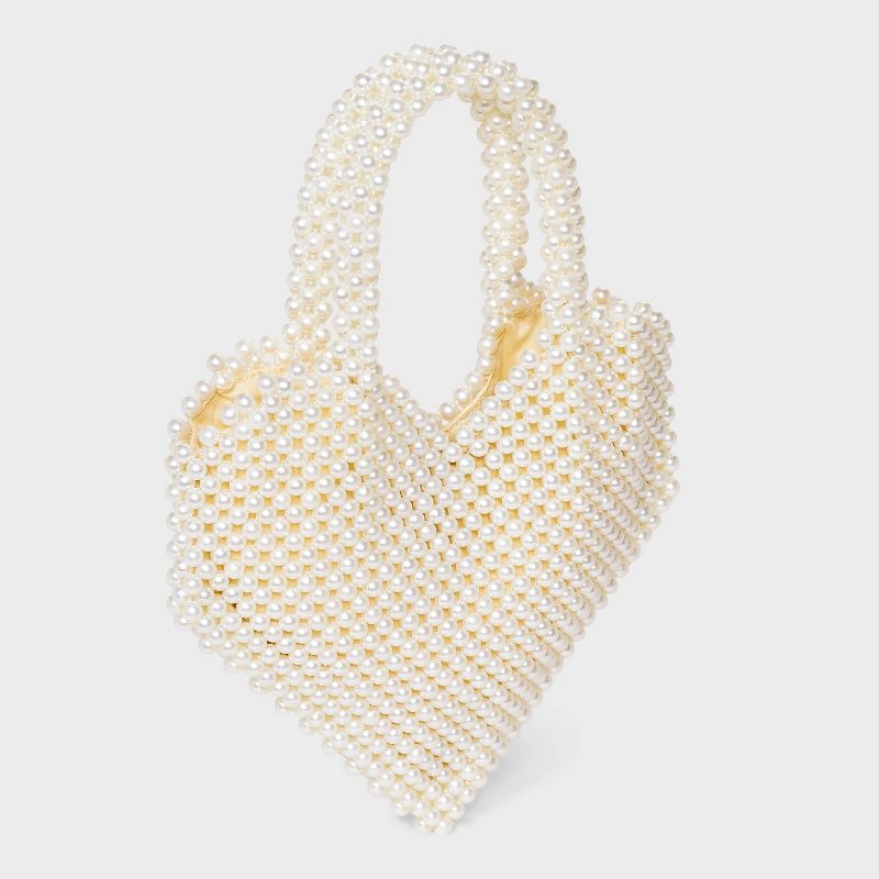 Beaded Pearl Heart Clutch - A New Day&#8482; Off-White, 4 of 13