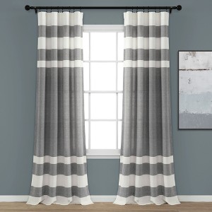 Lush Décor Cape Cod Stripe Yarn Dyed Cotton Blend Window Curtain Panels Gray 40X84 Set - 1 of 4