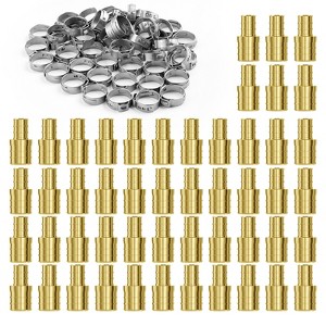 VEVOR Pipe Fittings, 1/2"-3/4" 50PCS Brass Pipe Fittings, Clamp-style 1/2 NPT Internal Thread Pipe Connector Brass Air Fittings, Gold - 1 of 4