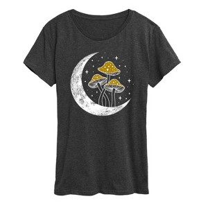 Women's - Instant Message - Crescent Moon With Mushrooms Short Sleeve Graphic T-Shirt - 1 of 4