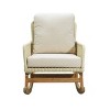 Contemporary Minimalist Chair, Patio Rocking Armrest Sofa, Patio Wicker Rocking Chaise with Polyester Cushions and Wooden Frame-Coolbibila - 4 of 4