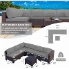 ALAULM Patio Furniture Set 7 Pieces Outdoor Sectional Rattan Sofa Set Brown Manual Wicker Patio Conversation Set with Grey Cushions - 2 of 4