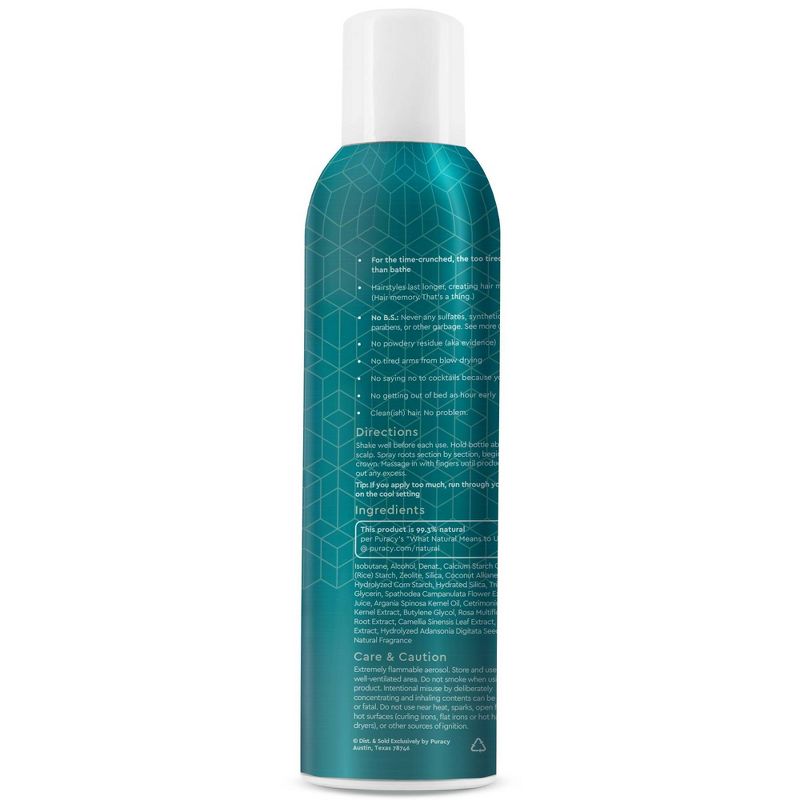Puracy Dry Shampoo, Benzene-Free, 3-in-1 Volumizing, Revitalizing &#38; Memory-Adding for All Hair Colors &#38; All Hair Types - 6 fl oz, 2 of 8