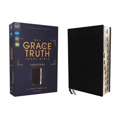 Niv, the Grace and Truth Study Bible, Large Print, European Bonded Leather, Black, Red Letter, Thumb Indexed, Comfort Print - by  Zondervan