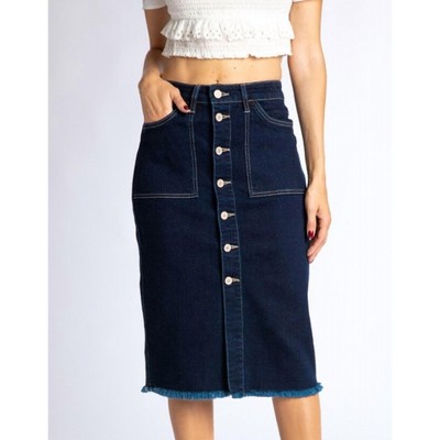 Women's Button Down Midi Skirt - KanCan