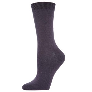 Memoi Women's Flat-Knit Bamboo Blend Crew Socks - 1 of 3
