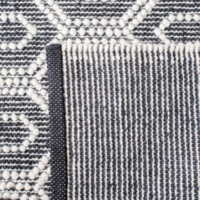 Ivory and Black Hand Woven Wool Square Area Rug 6' x 6'