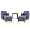 POCASSY 4 Piece Patio Furniture Set, Dark Brown Hand-Brushed Arms Swivel Glider Patio Chairs Set of 2 with Ottomans - 2 of 4