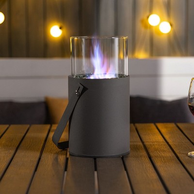 Coolbibila Portable Indoor Outdoor Fireplace,Mini Ethanol Fire Pit with Glass Wind Guard,Indoor Tabletop Fire Pit,Small Outdoor Garden Fire Pit