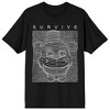 Five Nights Black and White Survive Shirt, Sketch White High Density Lines Design, T-Shirt with Message FNAF - 2 of 3