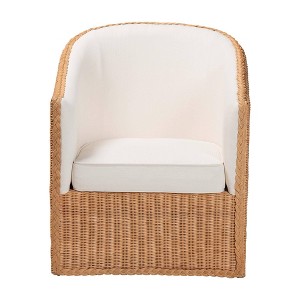 bali & pari Tessa Rattan Arm Chair Light Honey/White - 1 of 4