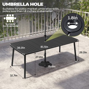Crestlive Products Outdoor Dining Table for 4-6 People Patio Rectangle Table, Aluminum Frame with Durable Wood-Like Tabletop and Umbrella Hole - 1 of 4