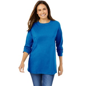 Woman Within Plus Size Perfect Long-Sleeve Crewneck Tee - 1 of 4