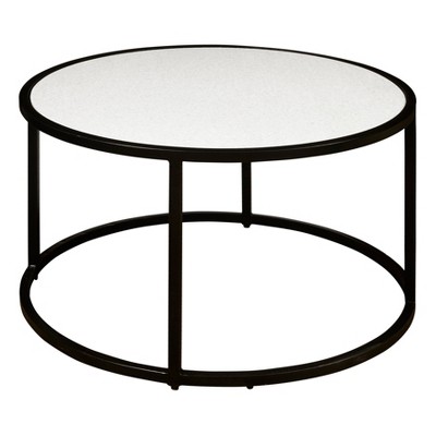 36" Iron Round Marble Cocktail Table White/Black - HomeFare