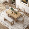 6-Piece Retro Dining Set, 1 Rectangular Table with Designed Trestle Base and 4 Upholstered Chairs and 1 Bench for Dining Room and Kitchen - 2 of 4