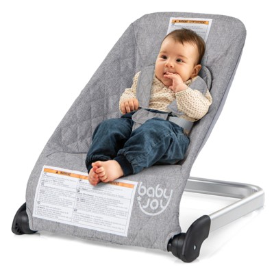 Image of Costway Folding Infant Bouncer Portable Baby Rocker w/ Breathable Backrest Aluminum