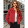INSPIRE CHIC Women's Faux Suede Casual Spread Collar Button Up Biker Moto Jacket - 2 of 4