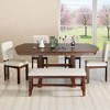 Mshliw 6-Piece 78" Extendable Farmhouse Dining Table Set with Bench, Solid Wood Kitchen Table with 18" Removable Leaf and 4 Upholstered Chairs for 6 - 3 of 4