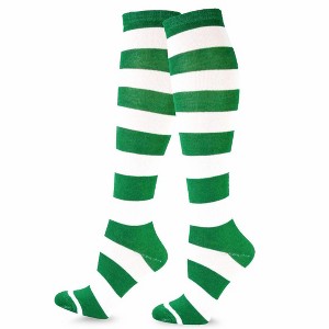 Striped Patterned Knee High Socks from the Sock Panda (Women's Sizes, Adult Medium) - Kelly Green and Black - 1 of 3
