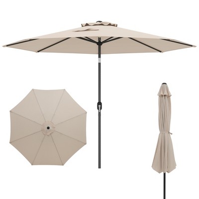 Tangkula 10 ft Patio Umbrella Market Table Umbrella Yard Outdoor w/ 6 Ribs