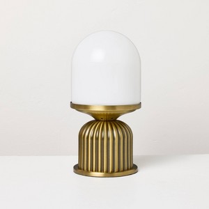Brass Fluted and Frosted Glass Accent Table Lamp Brass/White - Hearth & Hand™ with Magnolia - 1 of 4