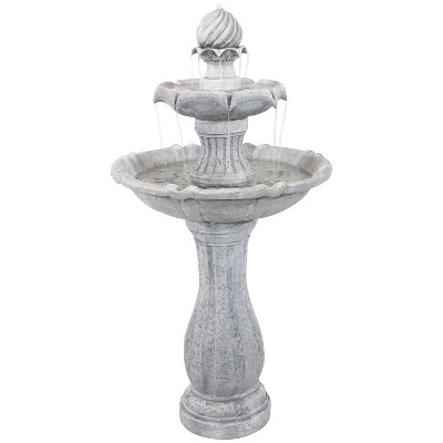 Sunnydaze Outdoor 2-tier Solar Powered Polyresin Arcade Water Fountain ...