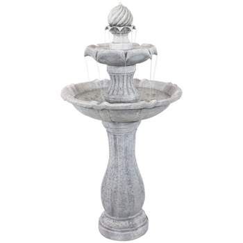 Sunnydaze 45" H Outdoor Arcade 2-Tier Solar Water Fountain with Battery Backup and LED Light
