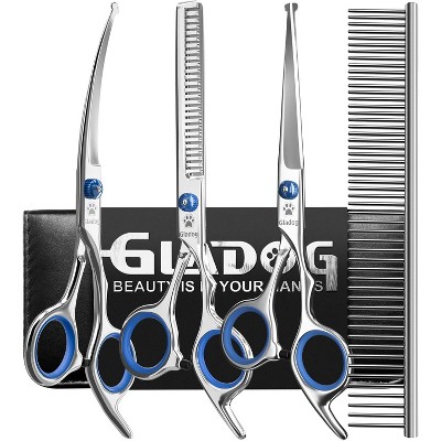 Professional 5 in 1 Dog Grooming Scissors Set , Sharp and Heavy-duty Pet Grooming Shears
