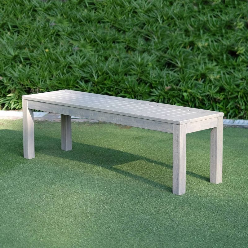 Westlake Wood Outdoor Patio Backless Bench - Weathered Gray - Cambridge Casual, 4 of 9
