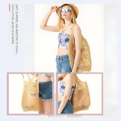 FATMOON Straw Mesh Tote Bag for Women Mesh Hollow Woven Beach Bag Large Travel Shoulder Handbags Hobo Bag