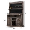 Jojoka 75" Tall Coffee Hutch Cabinet, Farmhouse Coffee Cabinet with Storage and Hooks,Kitchen Buffet Sideboard with Sliding Barn Door for Dining Room - 2 of 4