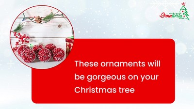 Rustic Red Frosted Berry Christmas Ornaments Set